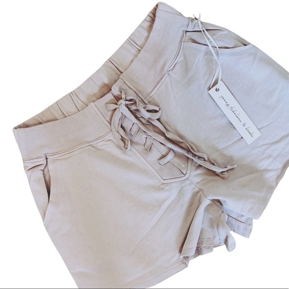 YOUNG FABULOUS & BROKE NWT Payton Lace Up Shorts Size Medium in Grey Iris - Picture 9 of 12